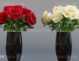 دسته گل رز + گلدان