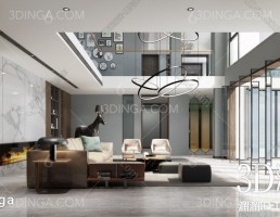 صحنه داخلی اتاق نشیمن دوبلکس مدرن