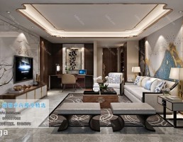 صحنه داخلی اتاق نشیمن سبک چینی