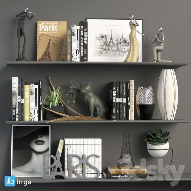 قفسه کتاب + وسایل تزیینی