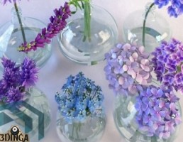 گلدان + گل یاس خوشه ایی