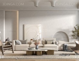 صحنه داخلی اتاق نشیمن سبک مدرن