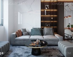 صحنه داخلی اتاق نشیمن + آشپزخانه