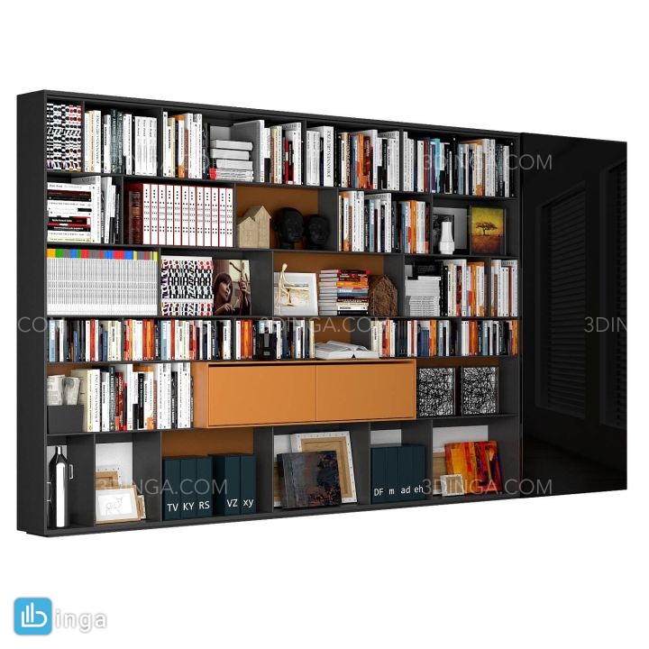 قفسه کتاب چوبی + کتاب