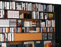 قفسه کتاب چوبی + کتاب