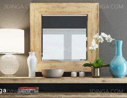 میز کنسول چوبی  + ست تزیینی