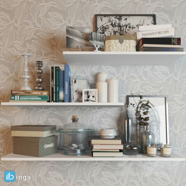 قفسه کتاب + وسایل تزیینی
