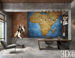 صحنه داخلی فضای اداری سبک صنعتی (industrial)