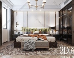 صحنه داخلی اتاق خواب مدرن