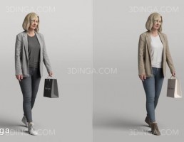 کاراکتر زن در حال برگشت از خرید