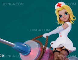 کاراکتر کارتونی پرستار با واکسن برای چاپ سه بعدی