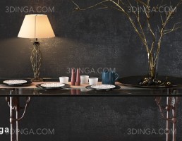 میز شیشه ای + ست دکوری