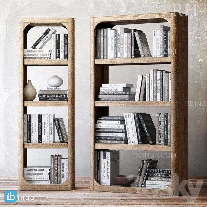 قفسه کتاب چوبی + کتاب