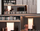 دکور چوبی تلویزیون با قفسه کتاب