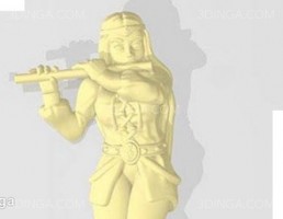 مجسمه زن ایستاده درحال فلوت نواختن برای چاپ سه بعدی