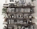 قفسه کتاب + وسایل تزیینی