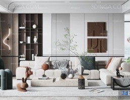 صحنه داخلی اتاق نشیمن سبک مدرن