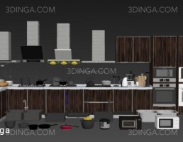 مدل سه بعدی کابینت آشپزخانه