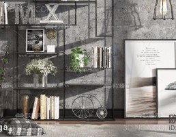 قفسه کتاب + وسایل تزیینی