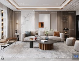 صحنه داخلی اتاق نشیمن سبک مدرن