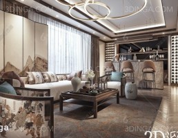 صحنه داخلی فضای سرگرمی سبک چینی