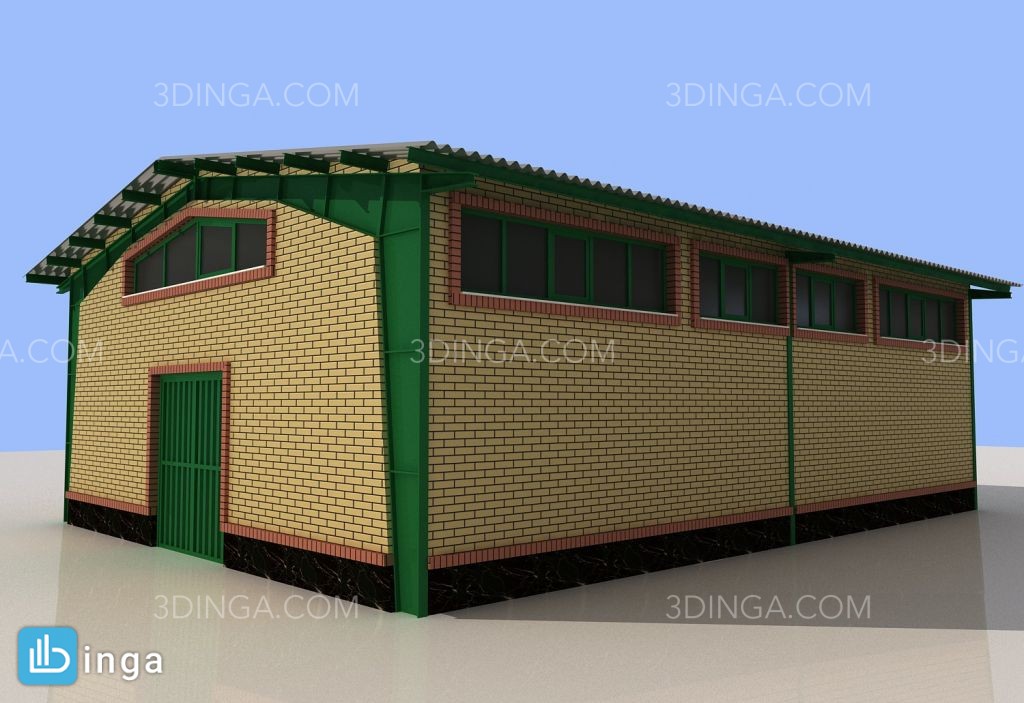 مدل سه بعدی  3dmax از سوله به ابعاد 12*9