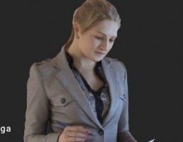 کاراکتر  زن کارمند ایستاده در حال نوشتن