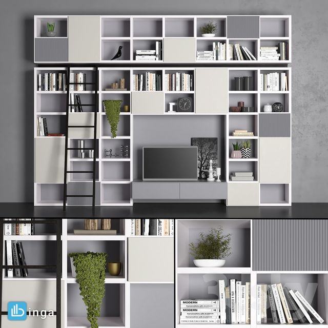 قفسه کتاب + وسایل تزیینی
