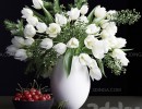 دسته گل در گلدان + ظرف گیلاس
