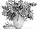 دسته گل در گلدان + ظرف گیلاس