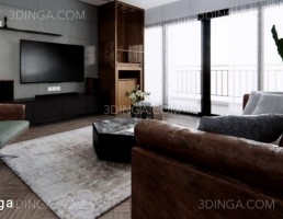 صحنه داخلی اتاق نشیمن + آشپزخانه برای اسکچاپ