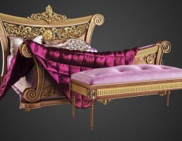 تخت خواب کلاسیک + پاف