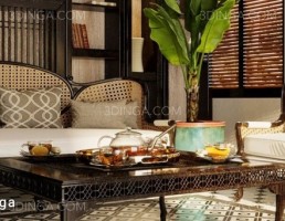 صحنه داخلی سالن نشیمن کلاسیک