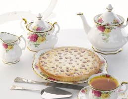 میز صبحانه + ست قوری و استکان چینی