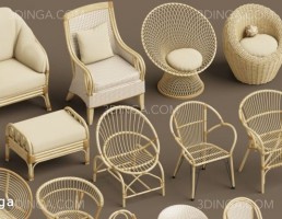 مجموعه صندلی های حصیری