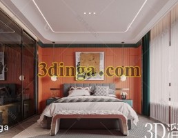 صحنه داخلی اتاق خواب مدرن