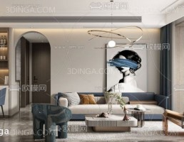 صحنه داخلی اتاق نشیمن سبک مدرن