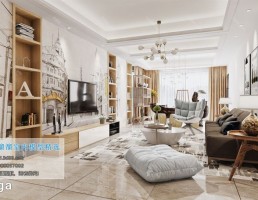 صحنه داخلی اتاق نشیمن سبک نوردیک