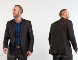 کاراکتر مرد با کت و شلوار در حال راه رفتن