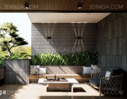 صحنه بالکن باغ برای اسکچاپ