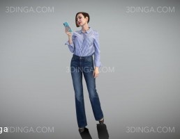 کاراکتر زن ایستاده با تلفن همراه در دست