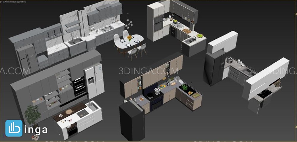 مدل سه بعدی کابینت آشپزخانه