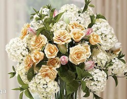 گلدان + گل رز