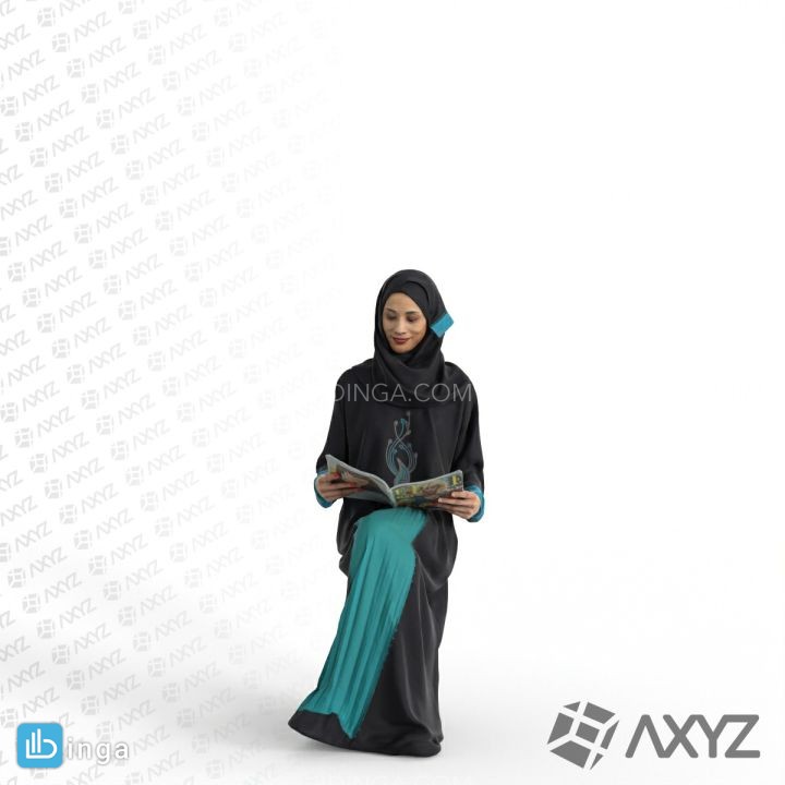 کاراکتر زن با حجاب نشسته