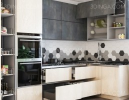 مدل سه بعدی کابینت آشپزخانه