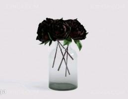 گلدان + گل رز