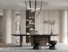 صحنه داخلی اتاق مطالعه سبک مدرن