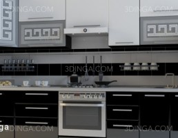 مدل سه بعدی کابینت آشپزخانه