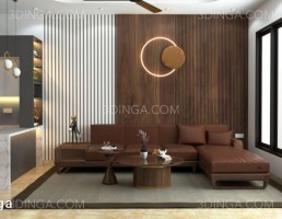 صحنه داخلی اتاق نشیمن + آشپزخانه برای اسکچاپ