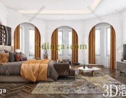 صحنه داخلی اتاق خواب مدرن